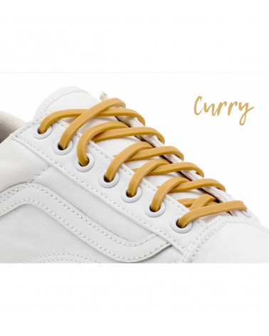 LACETS 100% SILICONE ADULTE BASKETS BASSES - CURRY
