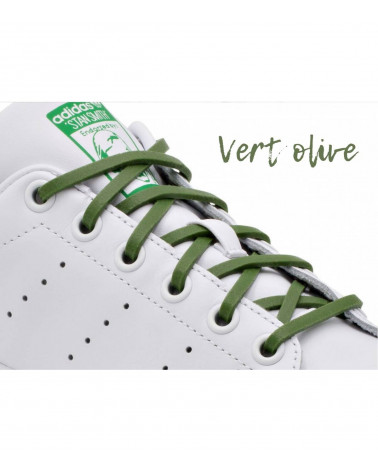 LACETS 100% SILICONE ADULTE BASKETS BASSES - VERT OLIVE
