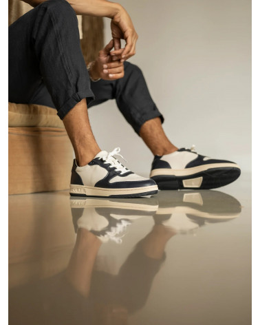 MALONE NAVY LEATHER OFF-WHITE