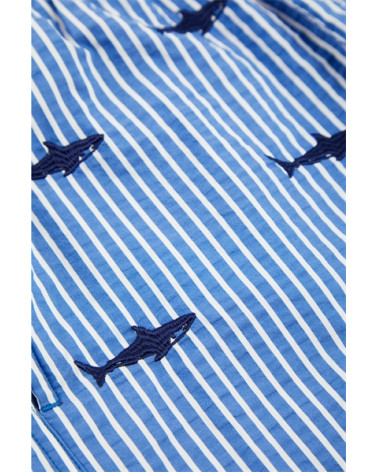 SHORT DE BAIN BLEU A RAYURES BRODERIE SHARK