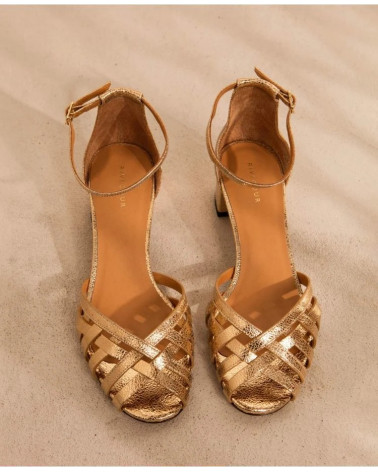 Sandales n°451 - Cuir craquelé - Gold