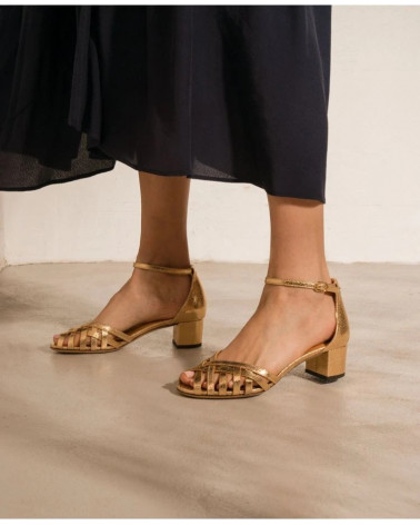 Sandales n°451 - Cuir craquelé - Gold
