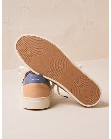 Alexandre - Toile bleu gris, beige et kaki