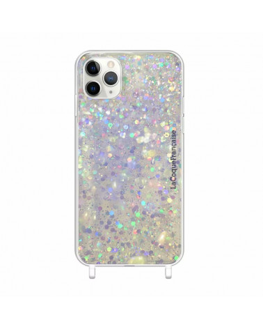 COQUE IPHONE 11 PRO paillettes holographiques avec anneaux 