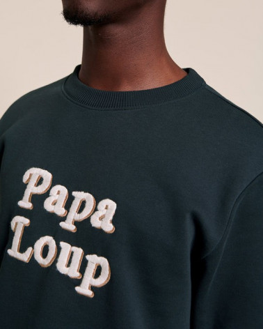 Le sweat "Papa loup" en coton bio - charbon