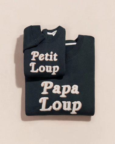 Le sweat "Papa loup" en coton bio - charbon