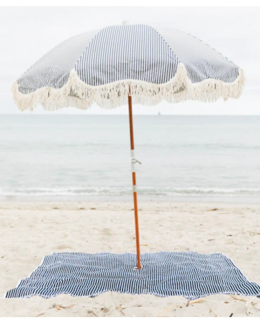 Parasol frangé Premium - Lauren's Navy Stripe