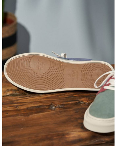 Alexandre - Toile olive bordeaux et bleu gris