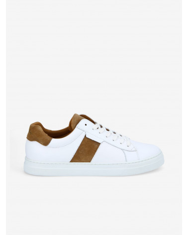 SPARK GANG NAPPA/SUEDE WHITE/COGNAC, SOLE WHITE