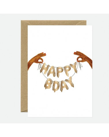 Carte - Gold Bday Ballons