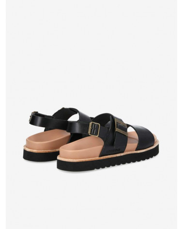 OLIVA SANDALE W VEGETABLE COW BLACK