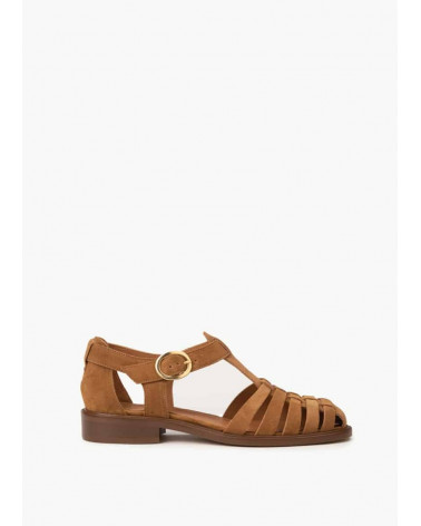 SUZANNE CUIR VELOURS CAMEL