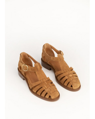 SUZANNE CUIR VELOURS CAMEL