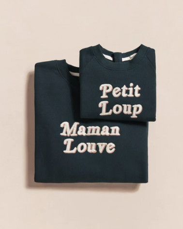 Le sweat "Maman louve" en coton bio - charbon