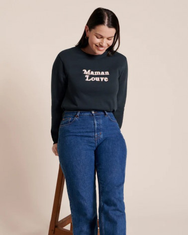 Le sweat "Maman louve" en coton bio - charbon