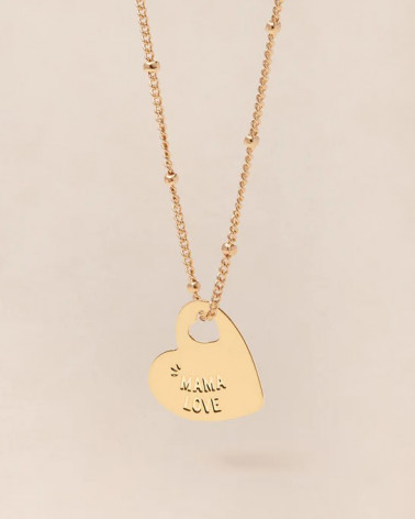 La médaille Mama love cœur - dorée à l'or fin 24 carats - 15mm