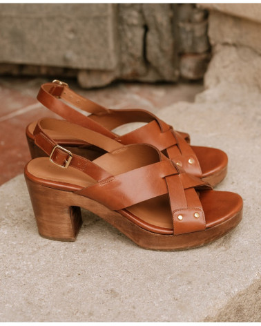 Sabots n°607 - Cuir - Cognac