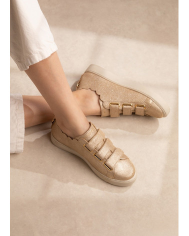 JULIANNE CUIR PAILLETE DORÉ CLAIR