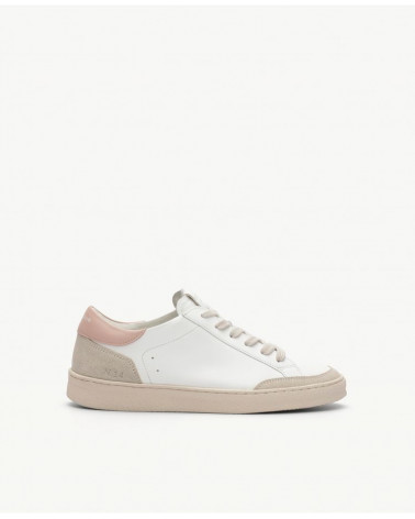Baskets 14 - Cuir/Veau velours - Blanc/Blush