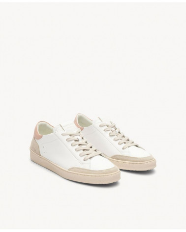 Baskets 14 - Cuir/Veau velours - Blanc/Blush