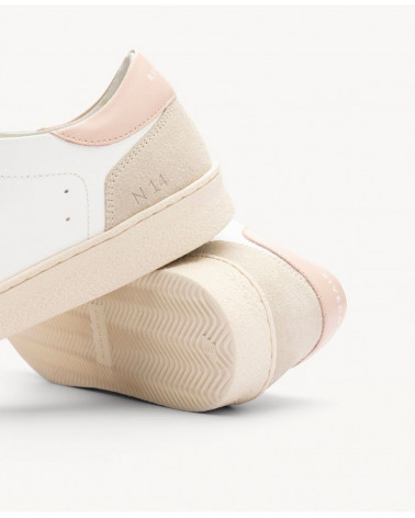 Baskets 14 - Cuir/Veau velours - Blanc/Blush