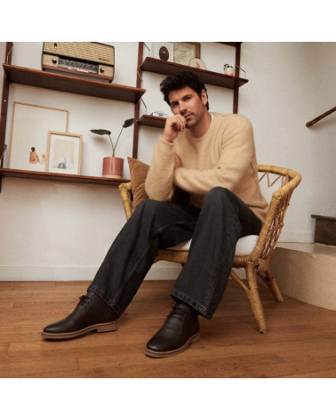 DUBLIN DESERT M GRAINED LEATHER DARK BROWN