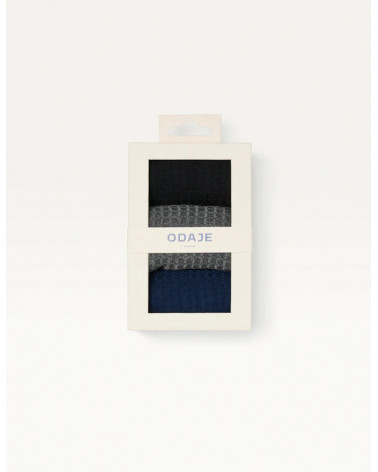 Pack de 3 Chaussettes - Nid d'abeille noir gris marine