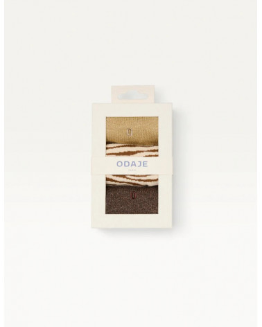 Pack de 3 Chaussettes Fantaisie paillettes et zèbre marron doré