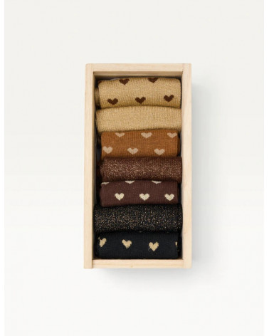 Coffret de 7 chaussettes - Chaussettes Coeur paillettes