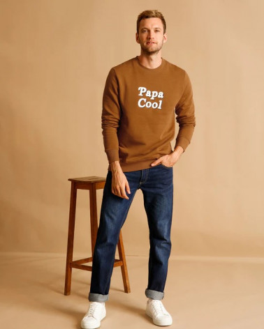 Le sweat "Papa cool" en coton bio - caramel