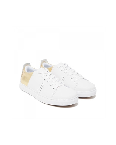 Renée - Cuir Blanc Craquelé Doré