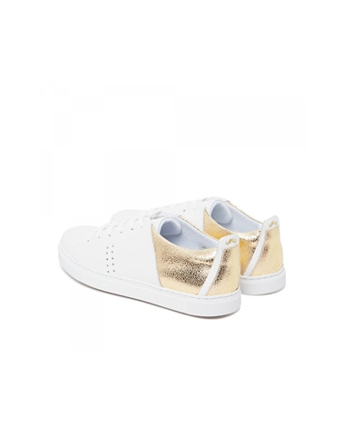 Renée - Cuir Blanc Craquelé Doré