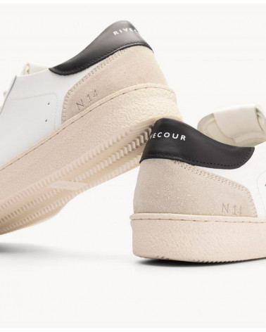 Baskets 14 - Cuir/Veau velours - Blanc/Noir