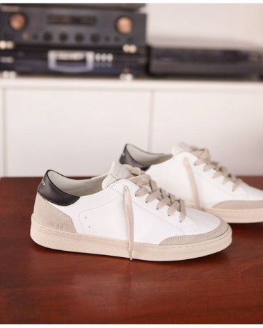 Baskets 14 - Cuir/Veau velours - Blanc/Noir