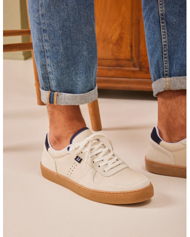 Arthur - Suède et cuir écru marine