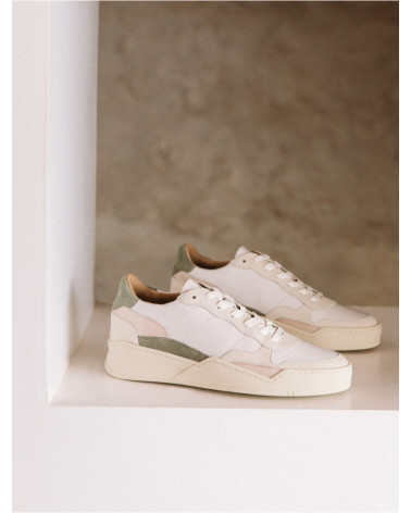 Beverly Blanc Cassé - Vert Gris - Perle / Cuir