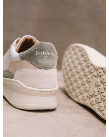 Beverly Blanc Cassé - Vert Gris - Perle / Cuir