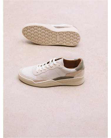 Beverly Blanc Cassé - Vert Gris - Perle / Cuir