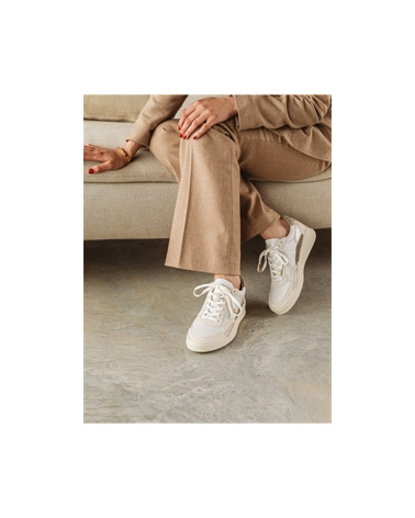 Beverly Blanc Cassé - Vert Gris - Perle / Cuir