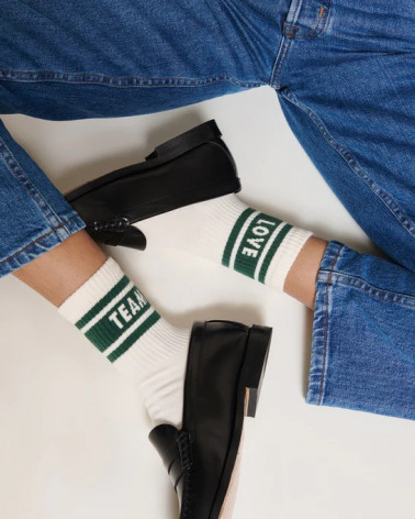 Les chaussettes "Love team" - crème