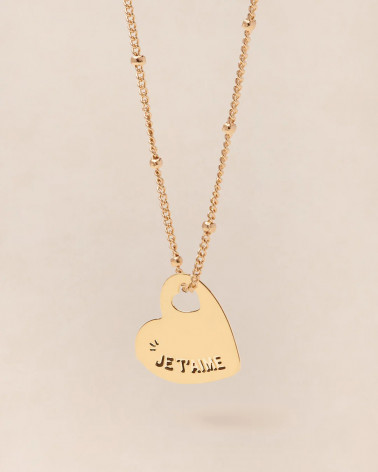 La médaille Mona Je t'aime - dorée à l'or fin 24 carats - 15mm