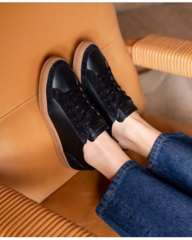 Baskets n°14 - Cuir/Veau velours - Noir