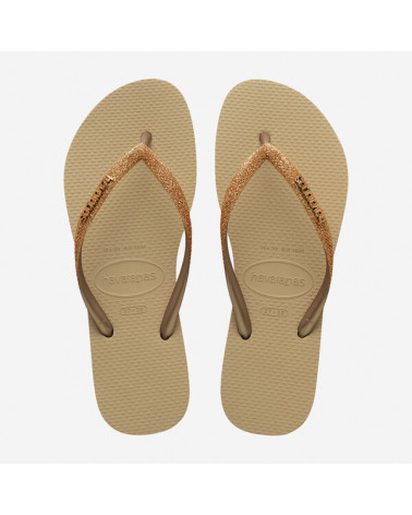 HAVAIANAS SLIM GLITTER II SAND/GOLDEN LIGHT METALICO