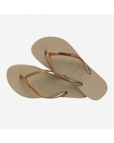 HAVAIANAS SLIM GLITTER II SAND/GOLDEN LIGHT METALICO