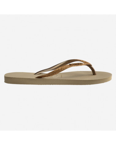 HAVAIANAS SLIM GLITTER II SAND/GOLDEN LIGHT METALICO
