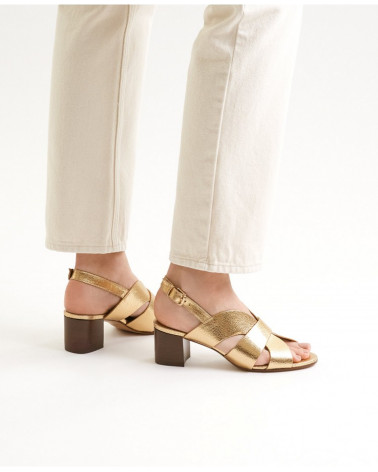 Sandales n°551 - Cuir craquelé - Gold