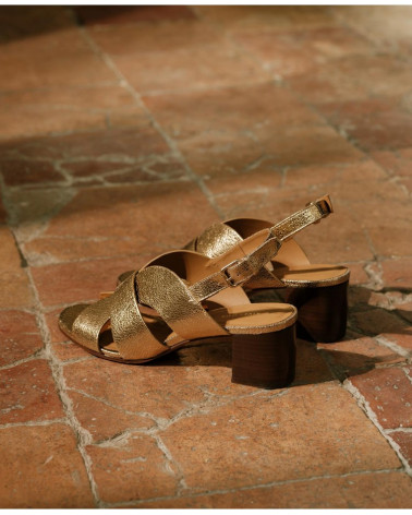 Sandales n°551 - Cuir craquelé - Gold