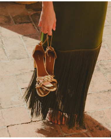 Sandales n°191 - Cuir laminé - Doré