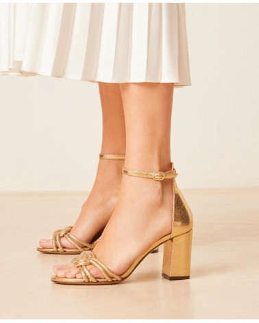 Sandales n°191 - Cuir laminé - Doré