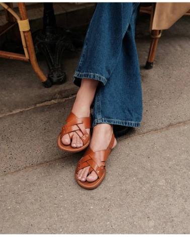 Sandales n°204 - Cuir - Cognac